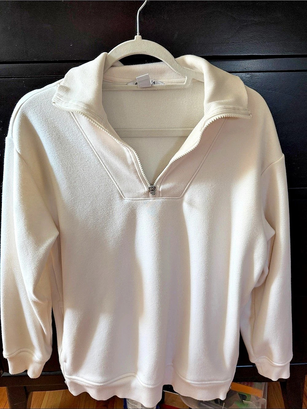 Athleta Seasoft Rib 1/4 Zip Popover White Small